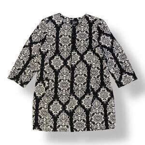 Anthropologie Luii Geometric Pattern Coat‎ Womens Size M Black Cream